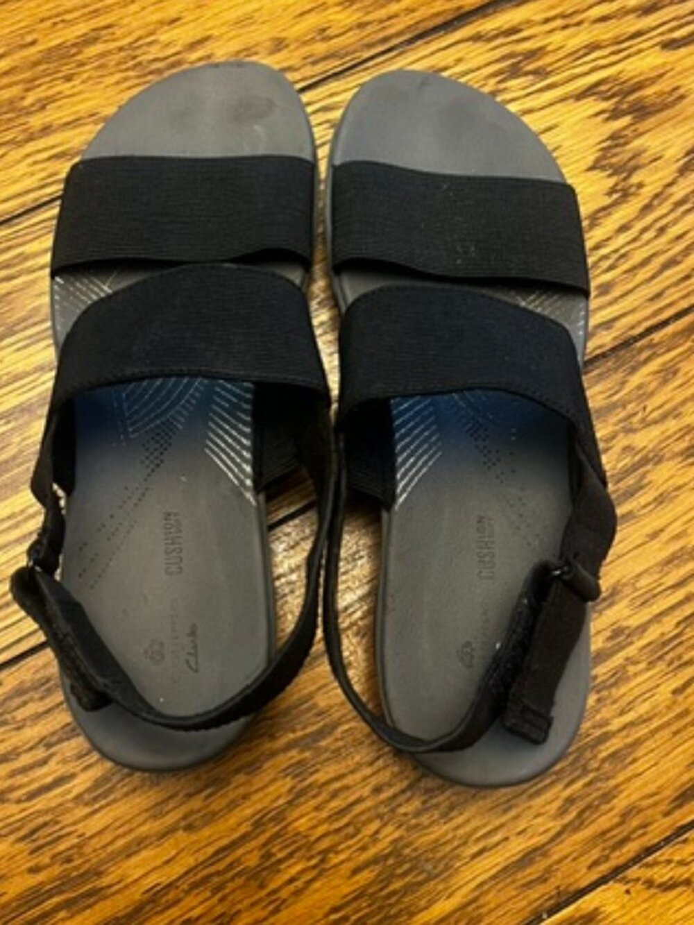 Women's Clarks Cushion Soft Sandals, Black, Slip On, Size 7, Excellent Con!